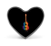 Broche en émail en forme de cœur avec notes de musique arc-en-ciel en forme de guitare, insigne de revers, accessoire de costume pour mariage ou fête.