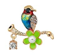 Broche en émail en forme de fleur et d'oiseau avec pendentif en strass pour femmes, accessoires de bijoux, 3,6 cm x 3,5 cm, professionnel et tendance