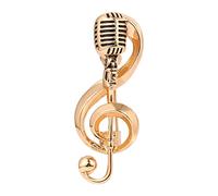 Broche en émail et cristal pour femmes et filles, broche microphone solide exquise en alliage doré et argenté, broche note de musique pour fête, Métal, Zircon cubique