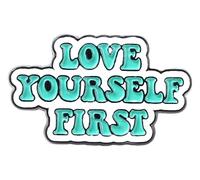 Broche en émail heureux : aimez-vous vous-même, vous êtes la valeur Broche Insigne, Klein, Métal non précieux