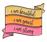 Broche en émail heureux : aimez-vous vous-même, vous êtes la valeur Broche Insigne, Klein, Métal non précieux