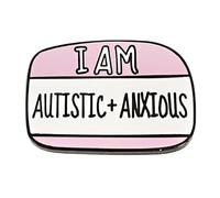 Broche en émail « I am Autistic and Anxious » - Broche en émail pour troubles autistes et anxieux - Broche en métal pour sac à dos, Métal, Pas de gemme