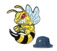 Broche en émail jaune de 3,8 cm - Jolies épingles en émail pour sacs à dos - Badge bourdon adapté pour chapeau, veste, sac en toile - Petite broche en forme d'abeille jaune en colère