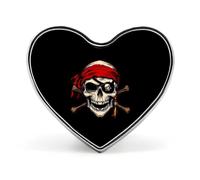 Broche en émail Jolly Roger Pirates Tête de mort et cœur, accessoire de costume pour mariage ou fête.