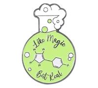 Broche en émail : molécule chimique, tube à essai, cerveau, seringue | Épinglette, Klein, Métal non précieux