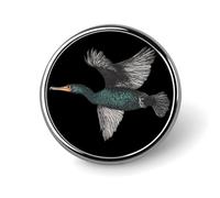 Broche en émail représentant un cormoran en vol, à porter comme épinglette ou badge, idéale pour sacs à dos et chapeaux. Motif mignon et amusant, 2,5 cm (1 pouce).