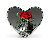 Broche en émail représentant une rose sanguine et une épine, ornée d'un cœur mignon, idéale pour hommes et femmes. Accessoire