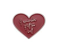Broche en émail rouge en forme de cœur avec inscription « I remember it all too well » pour sac à dos, Acier inoxydable, Sans pierre précieuse
