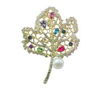 Broche en érable ornée de cristaux, design rétro en alliage pour robes, costumes, tenues décontractées, accessoire de mode sophistiqué pour femme, broche inspirée de la nature