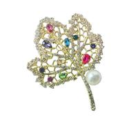Broche en érable ornée de cristaux, design rétro en alliage pour robes, costumes, tenues décontractées, accessoire de mode pour femme, accessoire de mode rétro, broche inspirée de l'antiquité