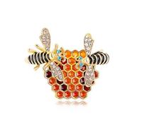 Broche en forme d'abeille en strass pour femmes et filles - Tendance - Joli cristal - Bourdon en émail - Épingles délicates - Accessoires de robe - Cadeau de Noël, d'anniversaire, de vacances, de