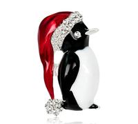 Broche en forme d'aiguille pour sapin de Noël, bonhomme de neige, traîneau, clochette, pingouin, Pierre Verre Pierre Émail Verre, Zircone cubique Agate Obsidienne