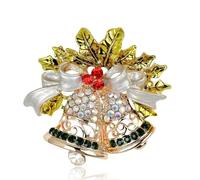 Broche en forme d'aiguille pour sapin de Noël, bonhomme de neige, traîneau, clochette, pingouin, Pierre Verre Pierre Émail Verre, Zircone cubique Agate Obsidienne