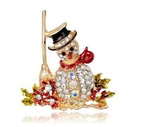 Broche en forme d'aiguille pour sapin de Noël, bonhomme de neige, traîneau, clochette, pingouin, Pierre Verre Pierre Émail Verre, Zircone cubique Agate Obsidienne
