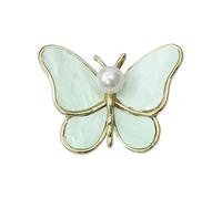 Broche en forme d'aile de papillon et de perles incrustées de bijoux confortables à porter en alliage - Fermoir - Pour un usage quotidien, taille unique, Comme décrit