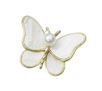 Broche en forme d'aile de papillon et de perles incrustées de bijoux confortables à porter en alliage - Fermoir - Pour un usage quotidien, taille unique, Comme décrit