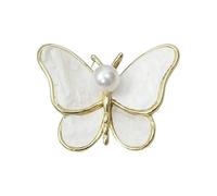 Broche en forme d'aile de papillon et de perles incrustées de bijoux confortables à porter en alliage - Fermoir - Pour un usage quotidien, taille unique, Comme décrit