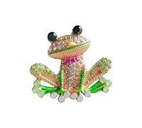 Broche en forme d'animal à la mode avec cristaux verts - Grenouilles en cristal étincelant - Accessoires tendance pour femmes - Bijoux - Broche grenouille pour femme, taille unique, Comme décrit