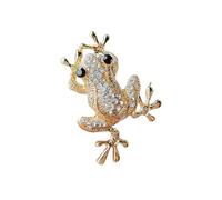 Broche en forme d'animal à la mode avec cristaux verts - Grenouilles étincelantes - Accessoires tendance pour femmes - Bijoux polyvalents - Épingle grenouille pour femme, taille unique, Comme décrit
