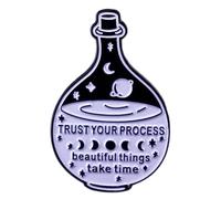 Broche en forme de bouteille en émail « Trust Your Process Beautiful Things Take Time » pour sac à dos, Acier inoxydable, Sans pierre précieuse