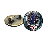 Broche en forme de cabochon en métal avec inscription « Grateful Dead Pin » en bronze style punk rock vintage, Verre