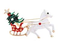 Broche en forme de carrosse d'arbre de Noël pour femme - Broche en émail et verre, 5,2 x 3,3 cm, One Size, Métal