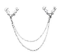 Broche en forme de cerf pour homme et femme - Style vintage - Pour col de chemise - Broche en forme de bois d'élan - Décoration de col de chemise