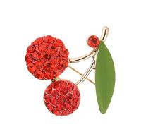 Broche en forme de cerises brillantes avec zircon vert vif pour décoration de vêtements, taille unique, Comme décrit