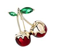 Broche en forme de cerises brillantes en zircon vert vif pour décoration de vêtements, accessoire accrocheur, taille unique, Comme décrit