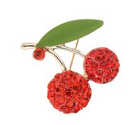 Broche en forme de cerises fruitées étincelantes en oxyde de zirconium vert brillant pour les amateurs de mode - Accessoire pour une tenue élégante, taille unique, Comme décrit