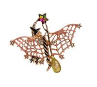 Broche en forme de chauve-souris réglable avec fermoir sécurisé - Bijoux d'Halloween pour pull, sac - Décoration sur le thème de l'étrange - Broche chauve-souris en alliage