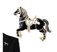 Broche en forme de cheval - Élégante broche en forme d'animal en strass, accessoire de tenues élégantes, décoration de vêtements étincelants pour costumes, robes, chapeaux et sacs, mariages, dîners