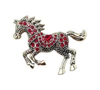 Broche en forme de cheval émaillée avec strass étincelants - Polyvalente - Alliage de zinc - Bijoux pour offrir en cadeau - Broche vintage, taille unique, Comme décrit