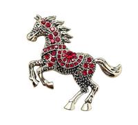 Broche en forme de cheval émaillée faite à la main avec cristaux en alliage de zinc pour femmes et filles, taille unique, Comme décrit