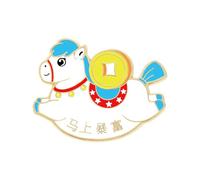 Broche en forme de cheval, surface brillante, accessoire élégant, idéal pour les fêtes et les jours spéciaux, bijoux signes du zodiaque chinois, Einheitsgröße, comme décrit