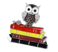 Broche en forme de chouette sans date et littérature fabriquée à la main en alliage pour les tenues décontractées ou formelles, chouette et bijoux de livres