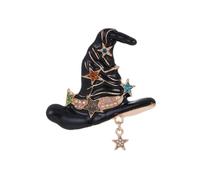 Broche en forme de citrouille en forme de chapeau de sorcière en émail coloré en forme de fleur et de feuille, pour Halloween, fête costumée, Métal, Pas de gemme