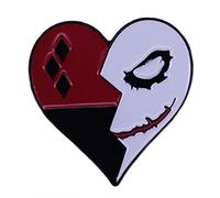 Broche en forme de clown Joker - Cadeau d'Halloween - En forme de cœur - Cadeau d'horreur - En émail noir - Cadeau d'Halloween ou de Noël pour garçons et femmes - En métal et alliage, Métal, Alliage.