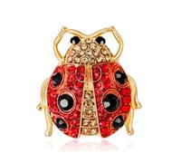Broche en forme de coccinelle avec strass, cristal et ton or en alliage plaqué or 3 cm - Insigne insecte animal scintillant pour pull, écharpe, chapeau, cadeau d'anniversaire pour femmes et filles