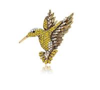 Broche en forme de colibri pour femme - Épingles à oiseaux élégantes avec strass et cristal - Bijoux fantaisie uniques, Small, Acier allié, cz