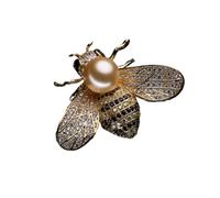 Broche en forme de coq en forme de poule avec cristaux et strass plaqué or et émail - Pour femme, Métal, Cristal