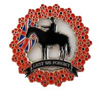 Broche en forme de coquelicot rouge 2025 avec inscription « Lest We Forget » en émail, Métal