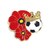 Broche en forme de coquelicot rouge 2025 avec inscription « Lest We Forget » en émail, Métal