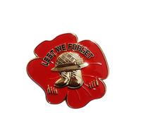 Broche en forme de coquelicot rouge avec inscription « Lest We Forget Remembrance Day » - Cadeau pour vétéran, Métal