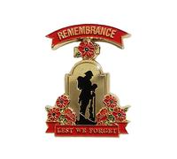 Broche en forme de coquelicot rouge avec inscription « Lest We Forget Remembrance Day », Métal
