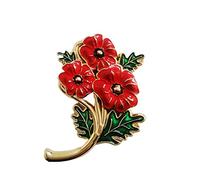 Broche en forme de coquelicot rouge avec inscription « Never Forget Remembrance Day » - Avec boîte - Décorations cadeaux souvenirs, Métal