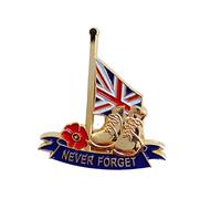 Broche en forme de coquelicot rouge avec inscription « Never Forget Remembrance Day », Métal
