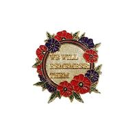 Broche en forme de coquelicot rouge avec inscription « We Will Remember Them Remembrance Day », Métal