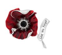 Broche en forme de coquelicots émaillés avec inscription « Lest We Forget » en cristal pour vétérans, jour commémoratif, dimanche, One Size, Comme décrit