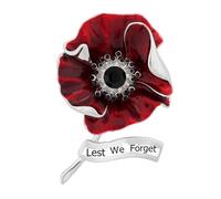 Broche en forme de coquelicots rouges avec strass émaillés - Cadeau pour femme, taille unique, Comme décrit